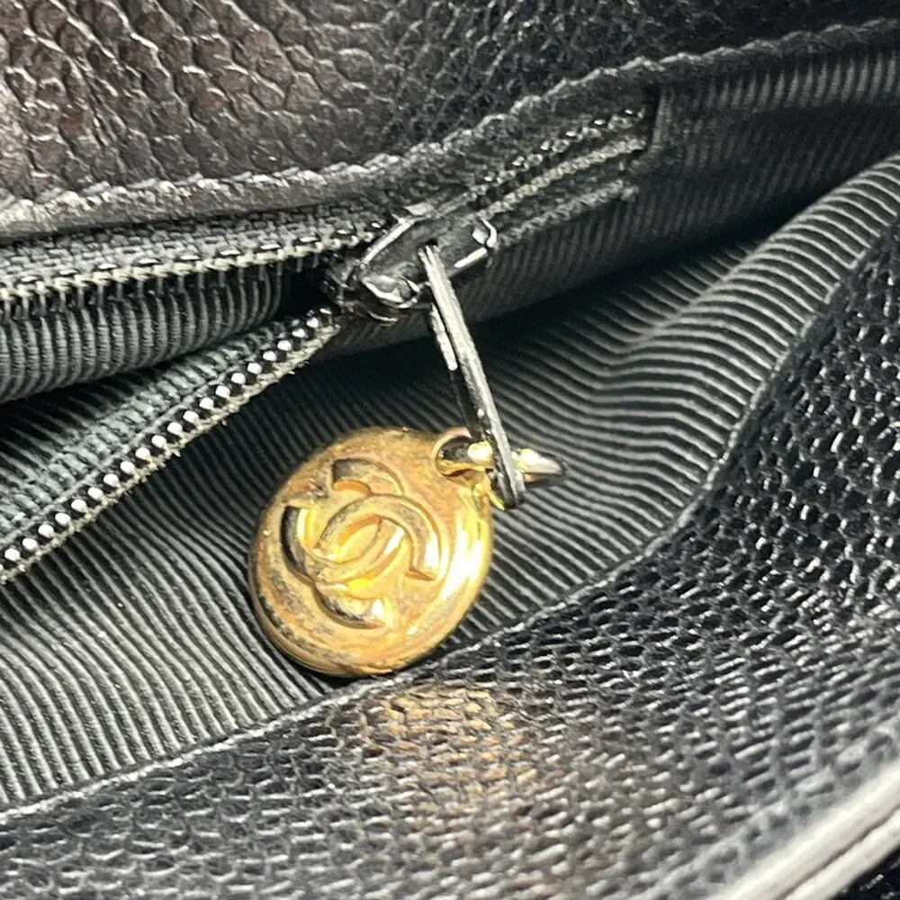 Vintage Chanel Black Caviar Leather Bag with Gold-Tone Hardware AS IS USED RARE